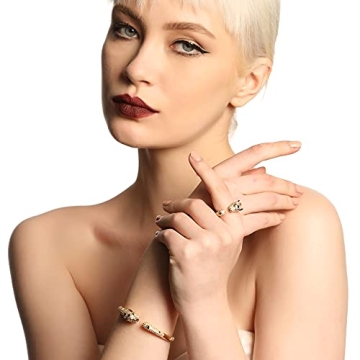 VICISION Panther Bracelet with Panther Ring Gold Jewelry Set, Gifts for Mom Wife Girlfriend Her on Anniversary Valentines Day Mothers Day Christmas Birthday Gifts for Women