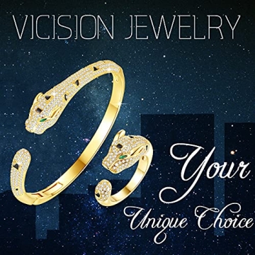 VICISION Panther Bracelet with Panther Ring Gold Jewelry Set, Gifts for Mom Wife Girlfriend Her on Anniversary Valentines Day Mothers Day Christmas Birthday Gifts for Women