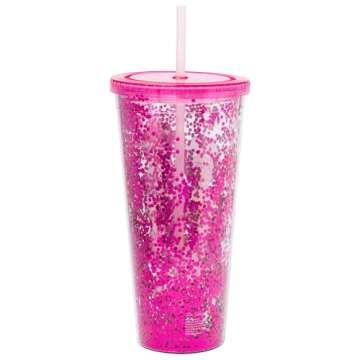Silver Buffalo Golden Girls Confetti Cold Cup with Lid and Straw Featuring Blanche Devereaux, Sophia...
