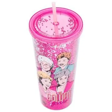 Silver Buffalo Golden Girls Confetti Cold Cup with Lid and Straw Featuring Blanche Devereaux, Sophia Petrillo, Dorothy Zbornak, and Rose Nylund, 32 Ounces