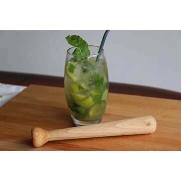 efo Wooden Muddler for Cocktails – Durable Wood Ice Crusher – Stylish Wooden Mojito Muddler Bar ...