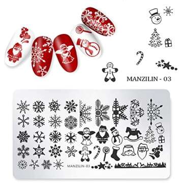 5pcs Christmas Nail Templates Snowflake Deer Nail Stamping Plates Stainless Steel Manicure Template