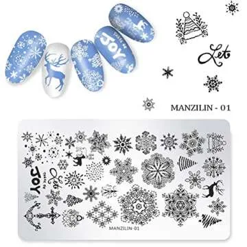 5pcs Christmas Nail Templates Snowflake Deer Nail Stamping Plates Stainless Steel Manicure Template