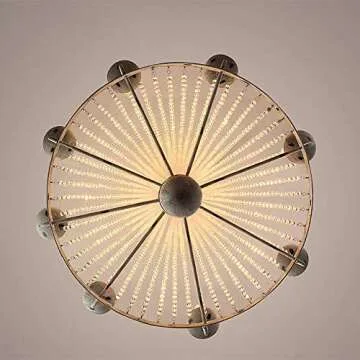 JiuZhuo Rustic Candle Shaped 8 Light Crystal Bead Strands Metal Wheel Large Chandelier Lighting Hanging Ceiling Fixture,Distressed White