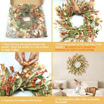 Artgar 24" Fall Wreath for Indoor Outdoor Decor