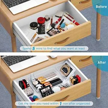 Kootek 14 Pcs Drawer Organizers 4-Size Makeup Desk Drawer Organizer Plastic Bathroom Storage Bins Versatile Trays Vanity Dividers Container for Bedroom Dresser Kitchen Office