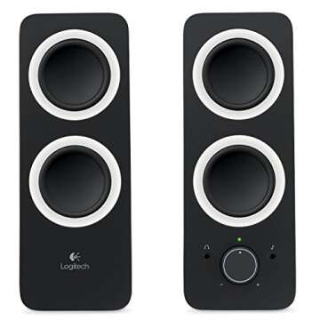 Logitech Multimedia Speakers Z200 with Stereo Sound for Multiple Devices, Rich Stereo Sound with Adjustable Bass, Easy Controls - 980-000800 - Black (Renewed)