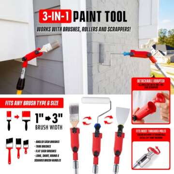 COLBENT Multi-Angle Paint Brush Extender, Paint Edger Tool for High Ceilings | Paint Brush Extension Handle, Corner Painting Tool, Extension Pole Attachments, Long Paint Brush Tool for Painting Pole
