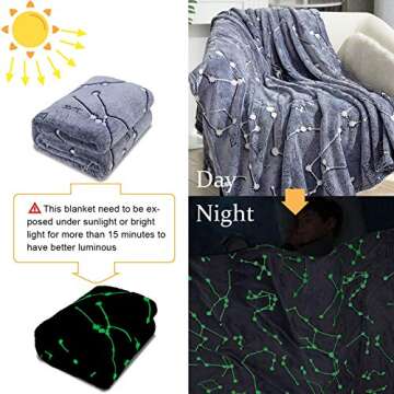 Kanguru Glow in The Dark Constellation Blanket, Christmas Thanksgiving Blanket Gifts for Birthday Kids Women Girls Boy Best Friend