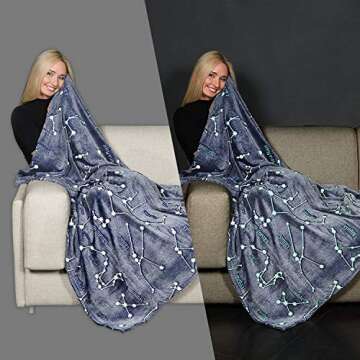 Kanguru Glow in The Dark Constellation Blanket, Christmas Thanksgiving Blanket Gifts for Birthday Kids Women Girls Boy Best Friend