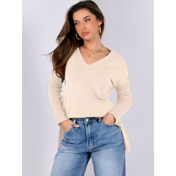 Caracilia Oversized V Neck Sweater for Women - Fall 2024
