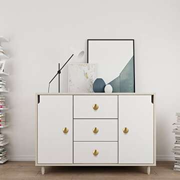 BIGLUFU 1 inch Drawer Knob, 12-Pack Brass Kitchen Cabinet Knobs, 27mm Diameter Dresser Knobs Drawer Pulls, Door Knobs Dresser Drawer Handles Knobs for Dresser Drawers