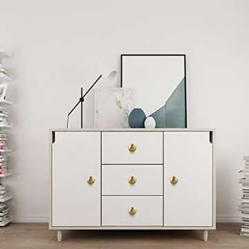 BIGLUFU 1 inch Drawer Knob, 12-Pack Brass Kitchen Cabinet Knobs, 27mm Diameter Dresser Knobs Drawer Pulls, Door Knobs Dresser Drawer Handles Knobs for Dresser Drawers