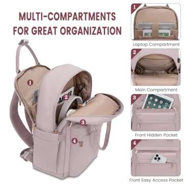 LOVEVOOK Laptop Backpack for Women 15.6 Inch Laptop Bag with USB Port, Fashion Waterproof Backpacks ...