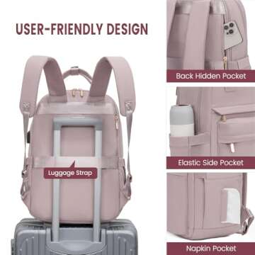 LOVEVOOK Laptop Backpack for Women 15.6 Inch Laptop Bag with USB Port, Fashion Waterproof Backpacks Teacher Nurse Stylish Travel Bags Vintage Daypacks for College Work