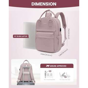 LOVEVOOK Laptop Backpack for Women 15.6 Inch Laptop Bag with USB Port, Fashion Waterproof Backpacks Teacher Nurse Stylish Travel Bags Vintage Daypacks for College Work