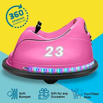 Kidzone 6V Electric Ride On Bumper Car for Kids & Toddlers 1.5-6 Years Old, DIY Sticker Baby Bumping...