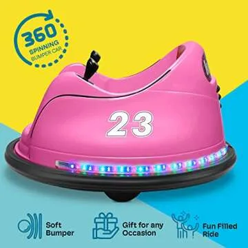 Kidzone 6V Electric Ride On Bumper Car for Kids & Toddlers 1.5-6 Years Old, DIY Sticker Baby Bumping...