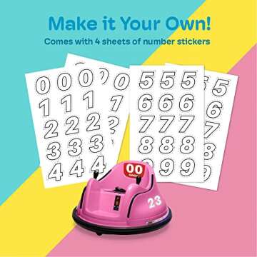 Kidzone 6V Electric Ride On Bumper Car for Kids & Toddlers 1.5-6 Years Old, DIY Sticker Baby Bumping Toy Gifts W/Remote Control, LED Lights & 360 Degree Spin, ASTM Certified