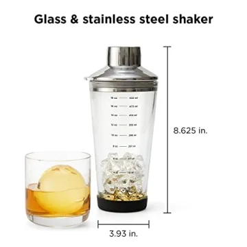 Rabbit 18 oz Glass Cocktail Shaker with Jigger & Strainer