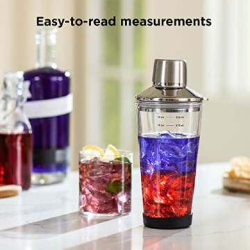 Rabbit 18 oz Glass Cocktail Shaker with Jigger & Strainer