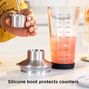 Rabbit 18 oz Glass Cocktail Shaker with Jigger & Strainer