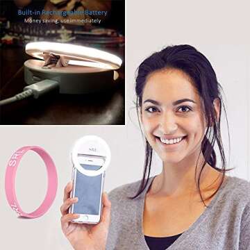 SRL l191 Selfie Ring Light for Camera, Rechargeable Battery, Clip On 36 Led Smart Phone, Round Shape, White