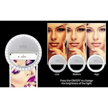 SRL l191 Selfie Ring Light for Camera, Rechargeable Battery, Clip On 36 Led Smart Phone, Round Shape, White