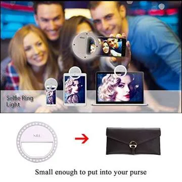 SRL l191 Selfie Ring Light for Camera, Rechargeable Battery, Clip On 36 Led Smart Phone, Round Shape, White