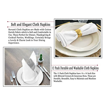 Ruvanti Durable Cotton Blend Cloth Napkins Set of 12