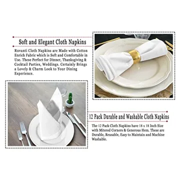 Ruvanti Durable Cotton Blend Cloth Napkins Set of 12