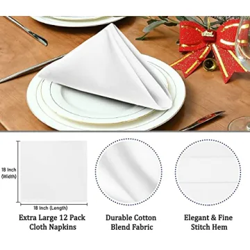 Ruvanti Durable Cotton Blend Cloth Napkins Set of 12