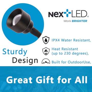 (Improved) NextLED NT-7728 Heavy Duty Magnetic Grill Lights for Outdoor Grill, 24 Inch Gooseneck Grilling Light with Magnetic Base, Warm Light, Heat & Water Resistant, BBQ Light, BBQ Grill Accessories