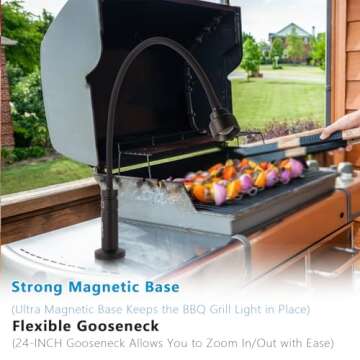 (Improved) NextLED NT-7728 Heavy Duty Magnetic Grill Lights for Outdoor Grill, 24 Inch Gooseneck Grilling Light with Magnetic Base, Warm Light, Heat & Water Resistant, BBQ Light, BBQ Grill Accessories