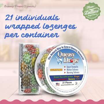 Three Lollies Queasy Drops for Natural Nausea Relief