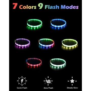 Joytale Light Up Dog Collars, Cuttable Rainproof LED, 9 Flashing Modes, Soft Silicone Glow Collar for Dogs Night Safety, Lightweight USB Rechargeable Collar for Large Medium Small Dogs