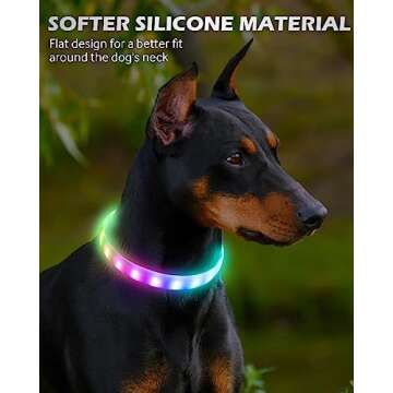 Joytale Light Up Dog Collars, Cuttable Rainproof LED, 9 Flashing Modes, Soft Silicone Glow Collar for Dogs Night Safety, Lightweight USB Rechargeable Collar for Large Medium Small Dogs