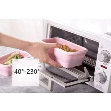 Camping Silicone Food Storage Container, Collapsible Vegetable Fruit Container Storage Cabinet Silicone Food Storage Lunch Box 3 Set Microwave Safe Container (Pink)