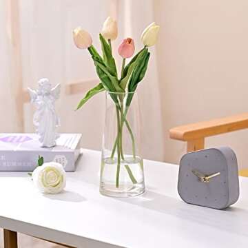 WellSign Clear Glass Vases for Flowers Decor, 8 Inch Modern Ins Boho Handmade Vases for Centerpiece ...