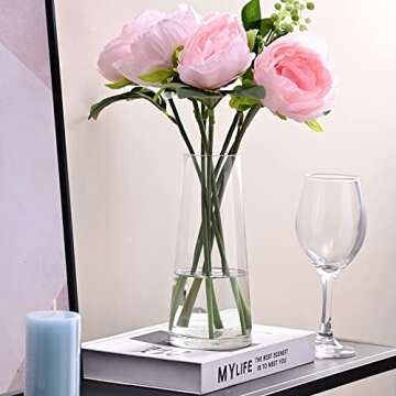 WellSign Clear Glass Vases for Flowers Decor, 8 Inch Modern Ins Boho Handmade Vases for Centerpiece Table Home Indoor Decor, Ins Boho Style Vase for Wedding Housewarming and Thanksgiving Day Gift