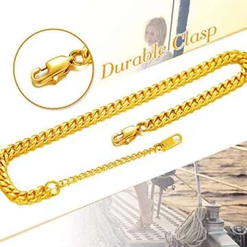 Gold Ankle Bracelets for Women Cuban Link Anklet Chain 18K Gold Plated Summer Bitch Jewelry