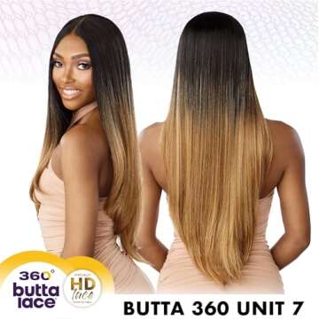 Sensationnel Butta 360 lace wigs - unit 7 wider parting 360 degree lace glueless synthetic preplucked hairline (BABYLIGHTSCHESTNUT)