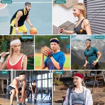 Hishexin Headbands for Women Non Slip, Stretchy Sweat Headband for Workout Yoga Running, Head Bands for Women's Hair - 8 Pack (Multicolor)