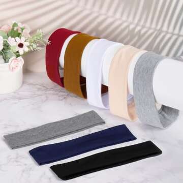 Hishexin Headbands for Women Non Slip, Stretchy Sweat Headband for Workout Yoga Running, Head Bands for Women's Hair - 8 Pack (Multicolor)