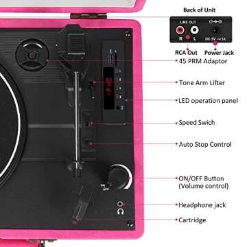 Stylish Bluetooth Vinyl Player with USB & Built-in Speakers