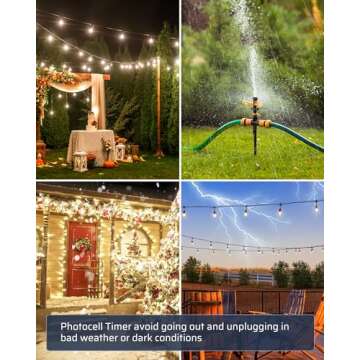 DEWENWILS Outdoor Power Strip Timer with Photocell, Yard Stake Timer Dusk to Dawn, Weatherproof Countdown Light Timer, 6 Outlets 10ft Cord Timer for Lights, Garden, 1875W/15A UL Listed