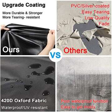 WOMACO Patio Rectangular Fire Pit Cover Waterproof Outdoor Fireplace Cover Heavy Duty Rectangle Fire Table Firepit Cover - 48 x 30 x 24 inches, Black