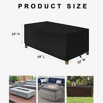 WOMACO Patio Rectangular Fire Pit Cover Waterproof Outdoor Fireplace Cover Heavy Duty Rectangle Fire Table Firepit Cover - 48 x 30 x 24 inches, Black