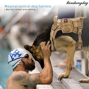 Hanshengday Tactical Dog Vest with Pouch- Training Dog Molle Vest with Handle- K9 Military Dog Harne...