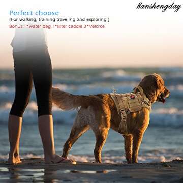 Hanshengday Tactical Dog Vest with Pouch- Training Dog Molle Vest with Handle- K9 Military Dog Harness No Pull Service Dog Vest- Reflective Patches